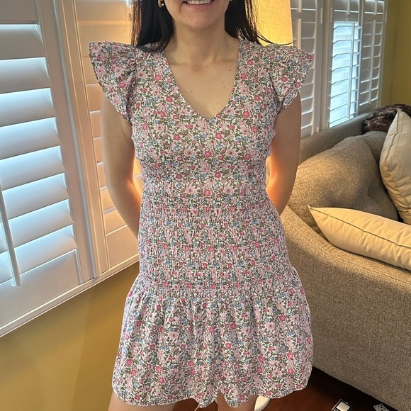 Kendall Lane Mischa Smocked Waist Mini Sundown Dress size Small - Picture 2 of 9